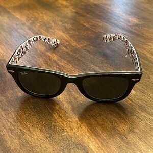 Kids Ray-Ban Black Disney Sunglasses with Red and White Mickey Patterned Temples